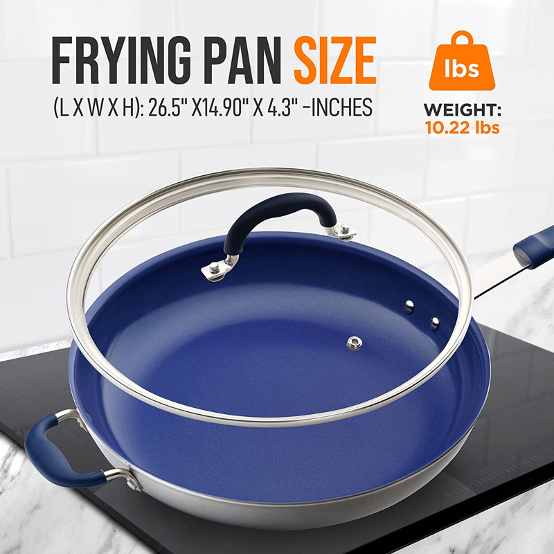 NutriChef Ceramic Non-Stick Omelette Pan with Lid