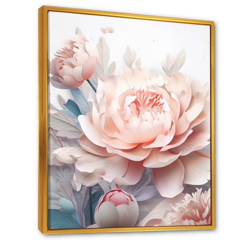 "Pink White Pe pivons Celebration", reproduction d'art sur toile, H 40 po x l 30 po x P 1,5 po, Cadre flottant doré