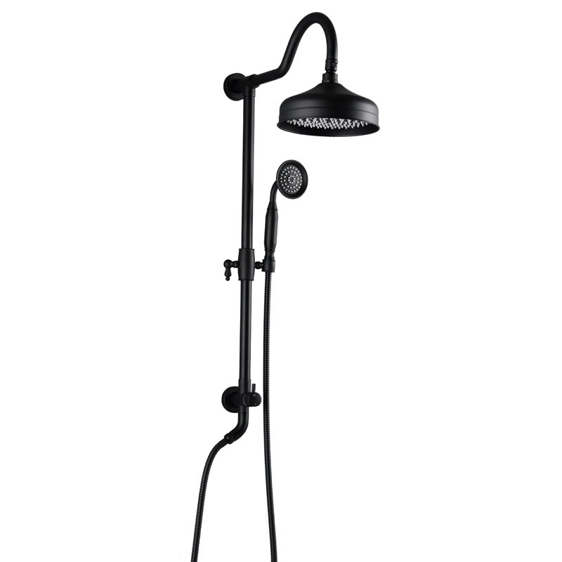 Douche 2,5 GPM avec pluie de 8 po et système portatif d'apparence laiton mat noir, Noir mat