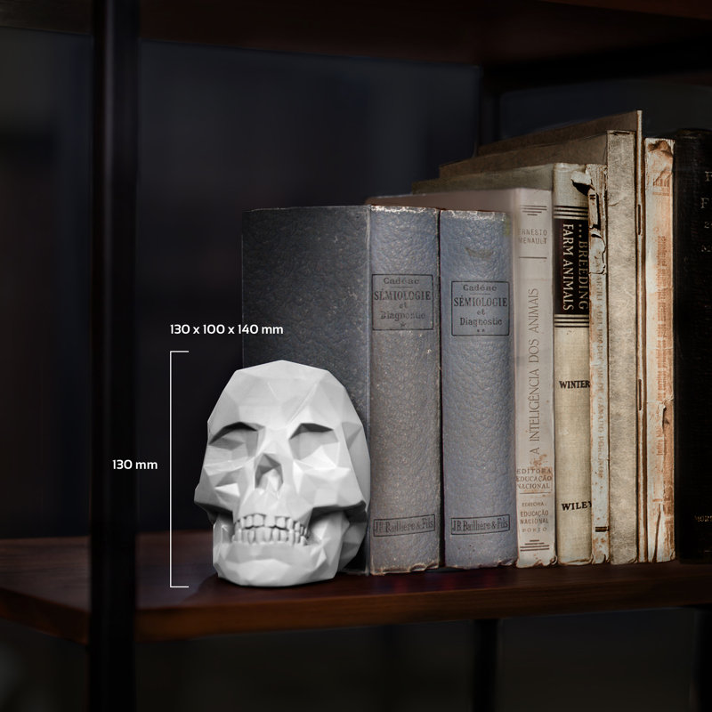 Concrette Concrete / Cement Non-Skid Bookend, White Matte