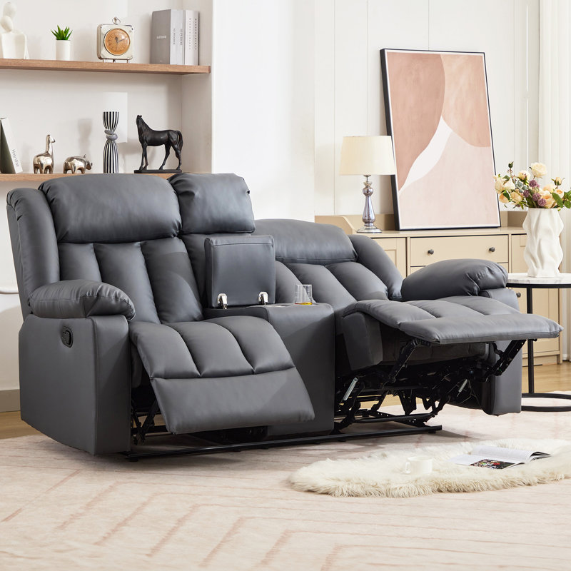 Sheridan 2 Seat Recliner Sofa with Central Console, Grey