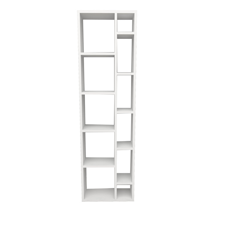 Modern White Bookshelf, 5-Tier Design, 17.5 x 59.1 x 7.7 inches | 100% Melamine MDF Board, Thickness: 0.7 inches | Wall-Mountable, Stylish & Functional Storage Solution for Home or Office