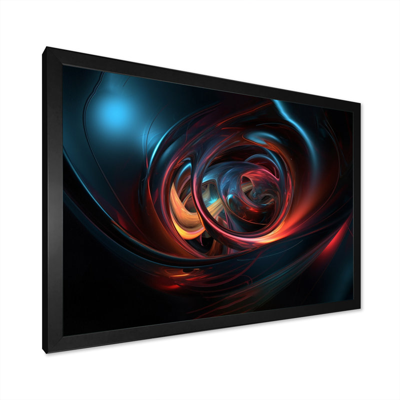 " Red Blue Harmonious Blend I ", Black Closed Corner Frame, 12" H x 20" W x 1" D