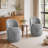 Upholstered Modern Gray Chenille Barrel Swivel Side Dining Chair (Set of 2)-1380230194