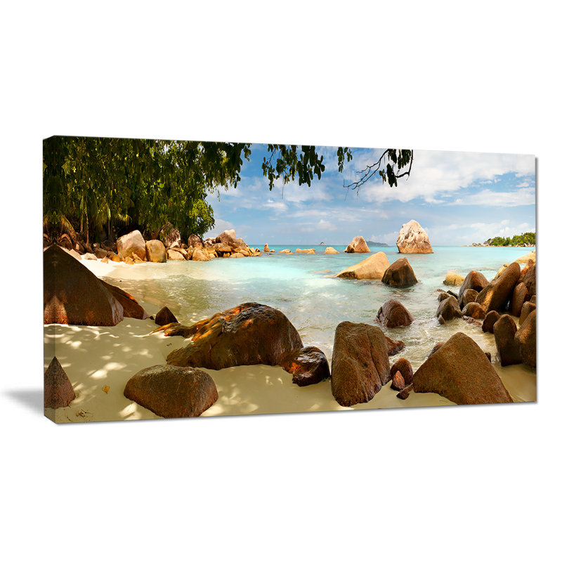 «Tropical Rocky Beach Panorama», reproduction de photo sur toile tendue, H 16 po x l 32 po x P 1 po
