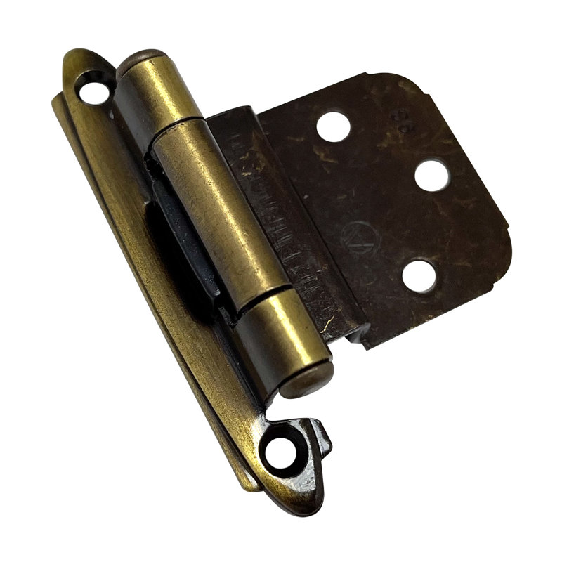 Brixwell BXC8267AE Inset Face Mount Self Closing Cabinet Hinges For Kitchen And Home Hardware 3/8" Antique Brass Pair