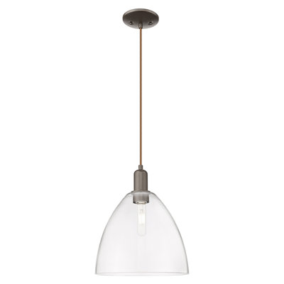 Arcadia - Bristol - 1 Light 12" Cord Hung Mini Pendant - Oil Rubbed Bronze Finish - Clear Shade