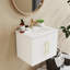 Meuble-lavabo mural de 24 po avec lavabo en céramique, portes doubles, charnières à fermeture en douceur et poignée en métal doré
