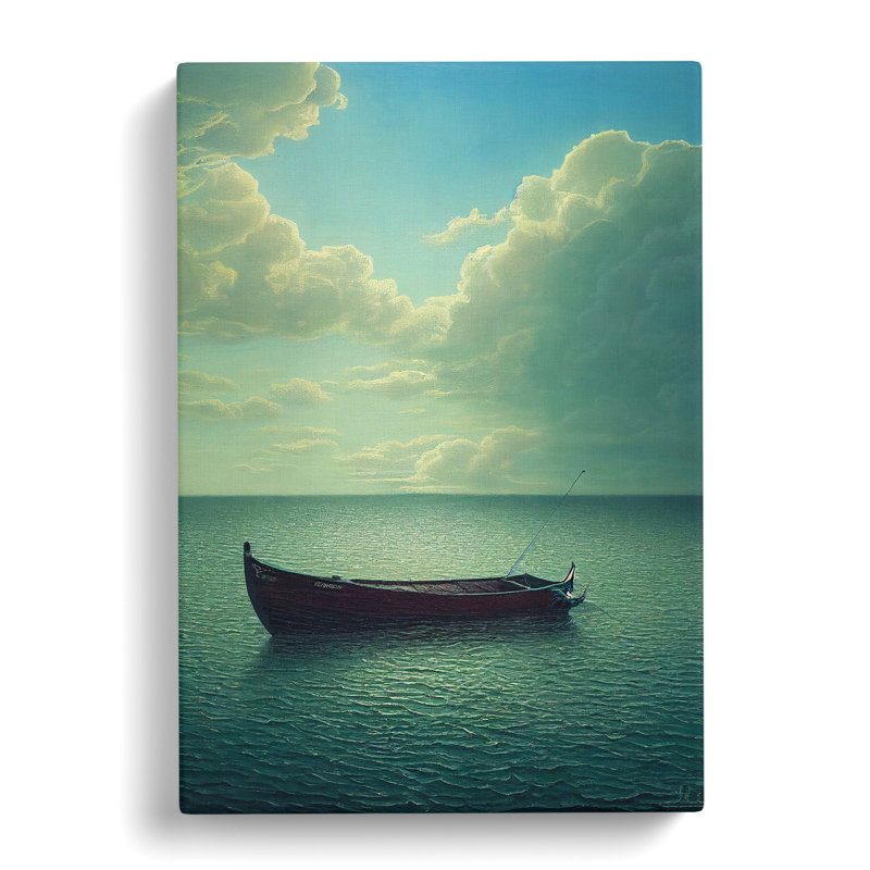 Boat Under The Clouds - Print, No Matte, 60cm H x 40cm W x 3cm D, Wrapped Canvas