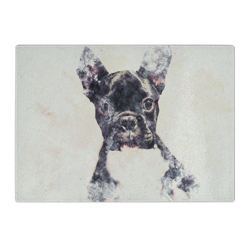 French Bulldog Vol.1 Watercolour Chopping Board, 0.4cm H x 20cm W x 28.5cm L