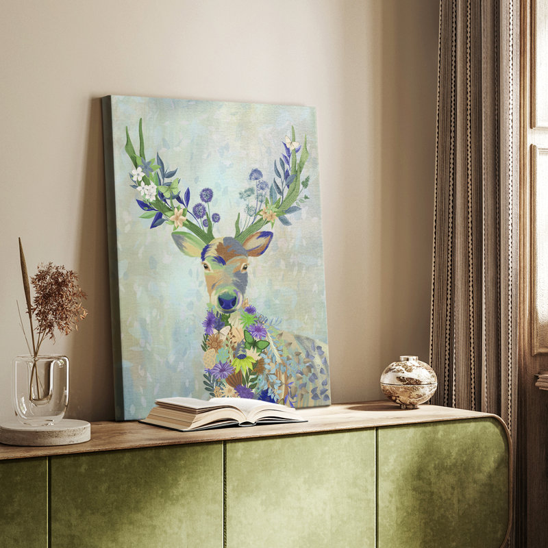 Fantastic Florals Deer, Portrait - galerie Cavas sur mesure, H 18 po x l 12 po