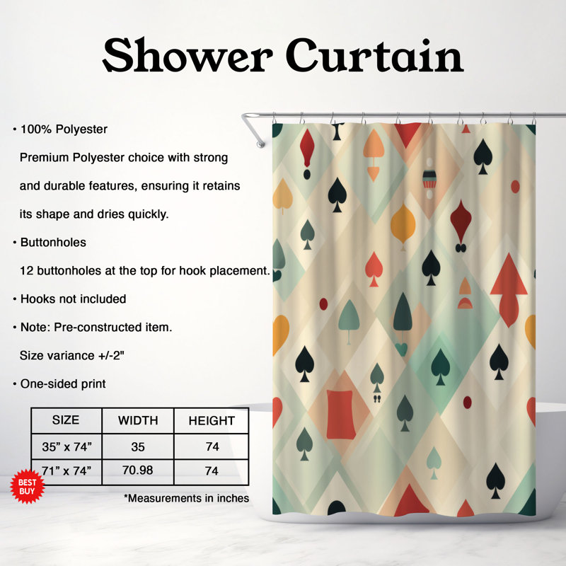 Game Elements - Rideau de douche Premium, H 74 po x l 71 po