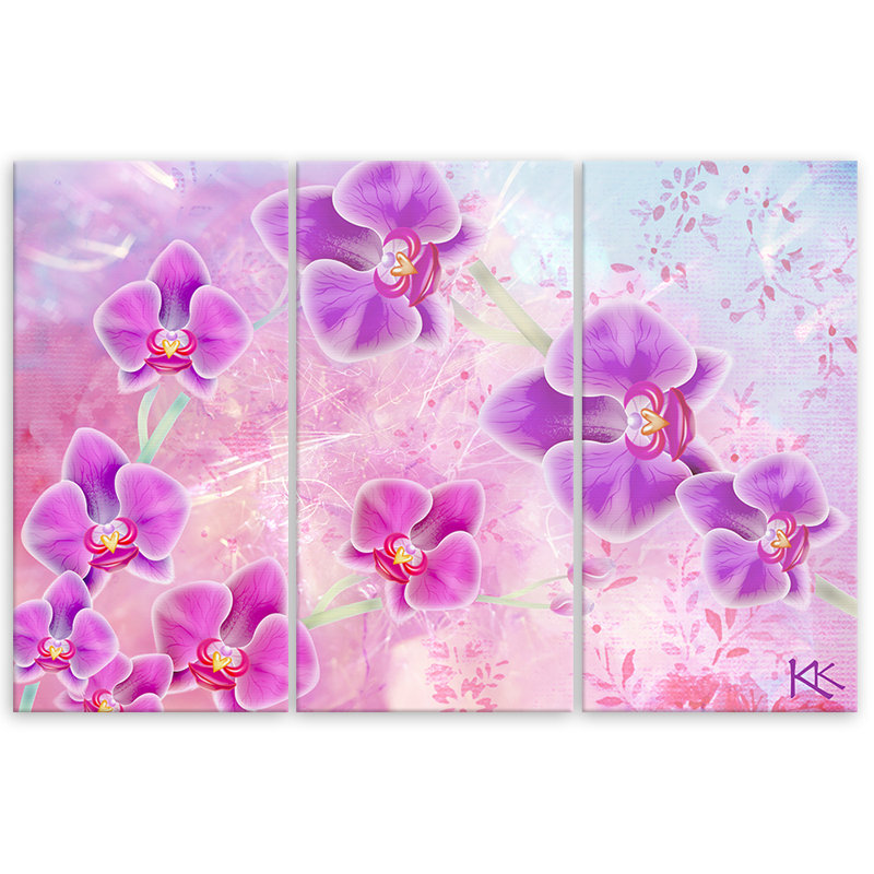 Orchid Blossom - 3 Piece No Frame Print on Canvas