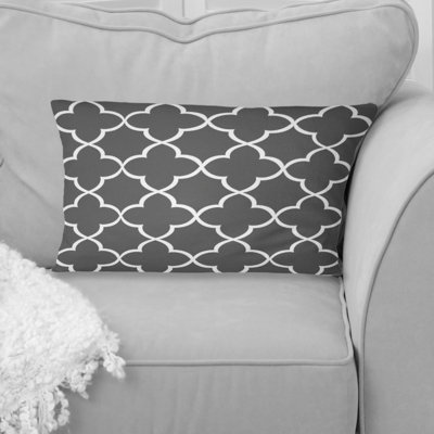 Gray Quatrefoil II - Traditional Lumbar Pillow