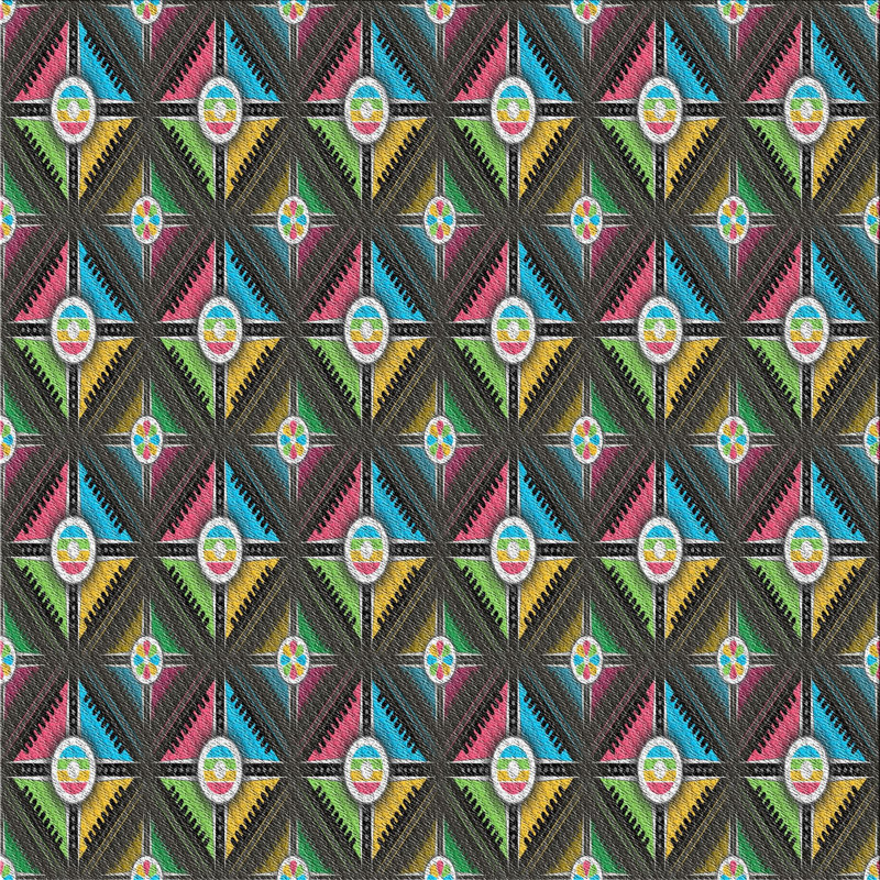 Tapis vert/bleu/rose zone, Carré 7 pi