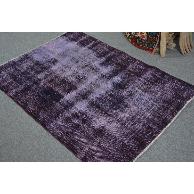 Tapis antiques, tapis décoratif 3,5 pi x 4,7 pi, tapis turc, tapis tendance, tapis moderne mauve, tapis rétro