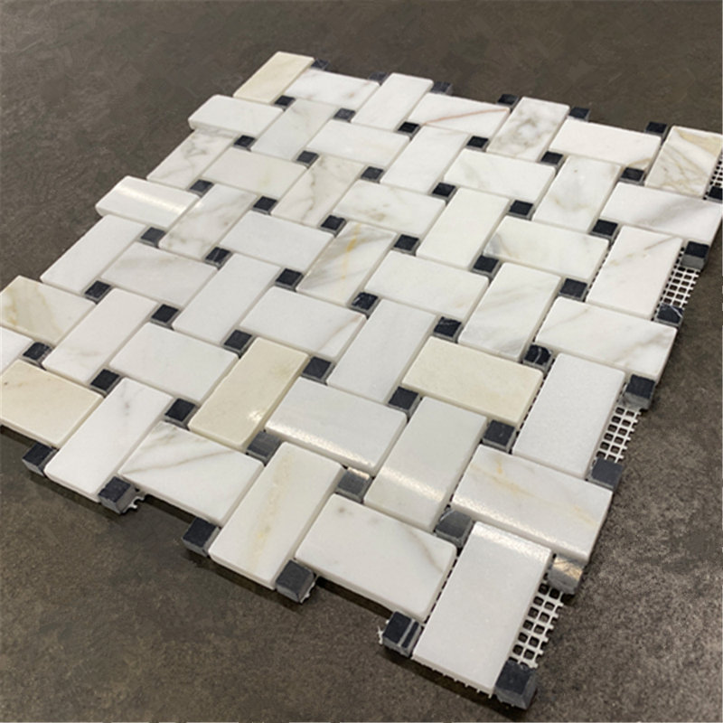 Calacatta 12" x 12" Marble Mosaic Tile, White/Gray