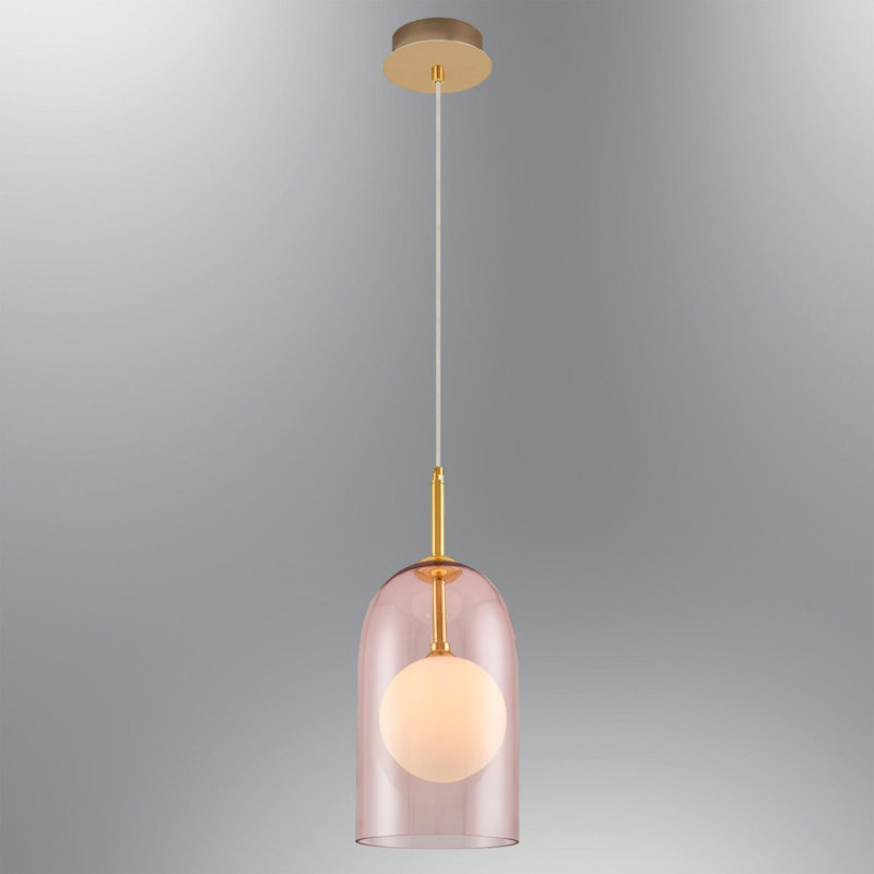Cassen Elegant Pink Chandelier with Metal Body, 7.5 in Diameter x 4.7 in Height | 1x 2W G9 Socket (Bulb Not Included) | Modern Glass Cap Design, Perfect for Living Room, Bedroom & Dining Area Décor