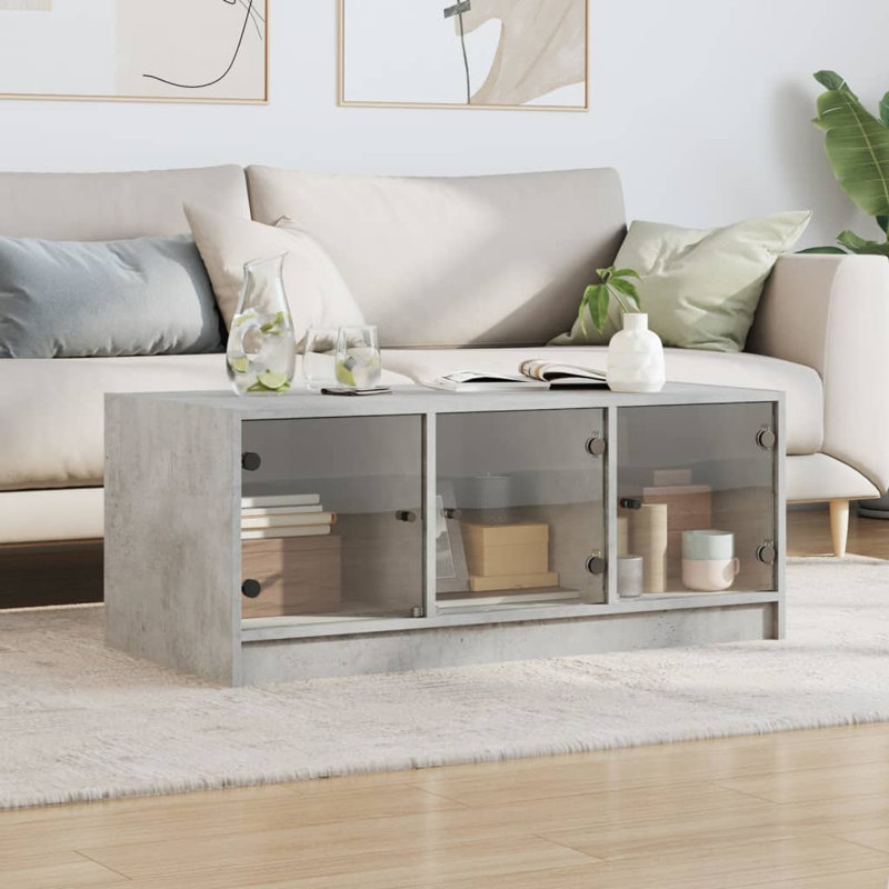 Matasha Coffee Table with Storage, Concrete Grey