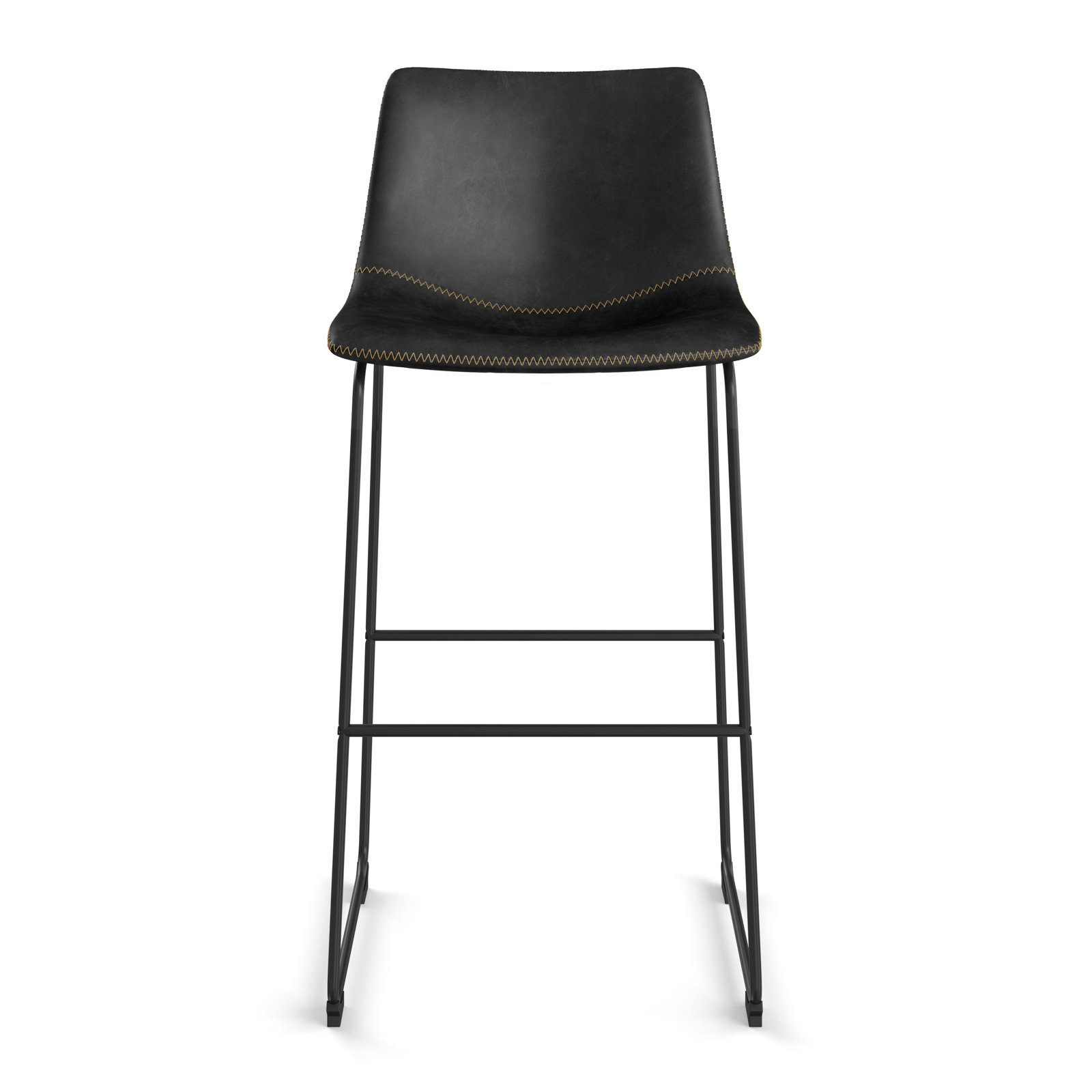 Nia Vegan Leather Bar & Counter Stool, Black, Bar Stool (29" Seat Height), Black