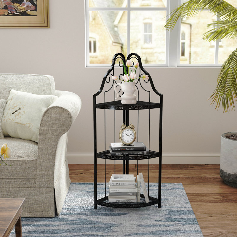 Étagère d'angle à 3 niveaux, étagère autoportante pour bibliothèque, petite étagère pour plante, salon, bureau à domicile, cuisine, petit espace