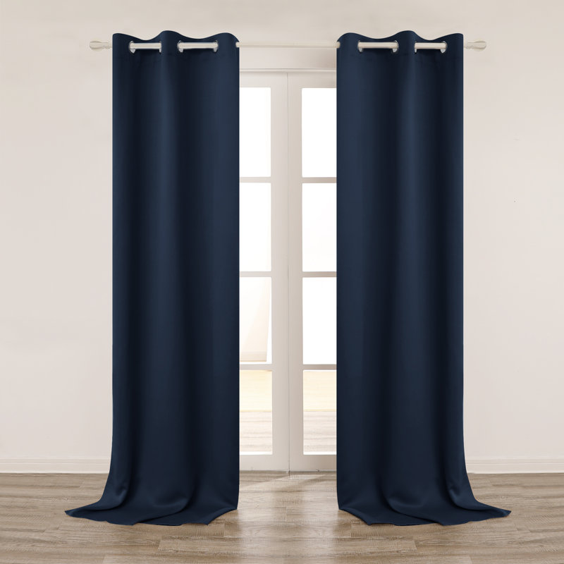 Lionel Room Darkening Curtain Single Panel, Navy Blue, 42" W x 120" L