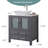 30" Modern Bathroom Vanity with Ceramic Vessel Sink, Double Ribbed Glass Doors & 2 Storage Drawers, Freestanding Dark Gray Vanity Set-1584579999