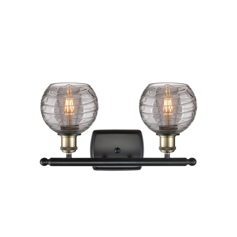 Éclairage pour meuble-lavabo à intensité variable Halvorson, Ampoule non incluse, Laiton antique noir, Gris fumée clair