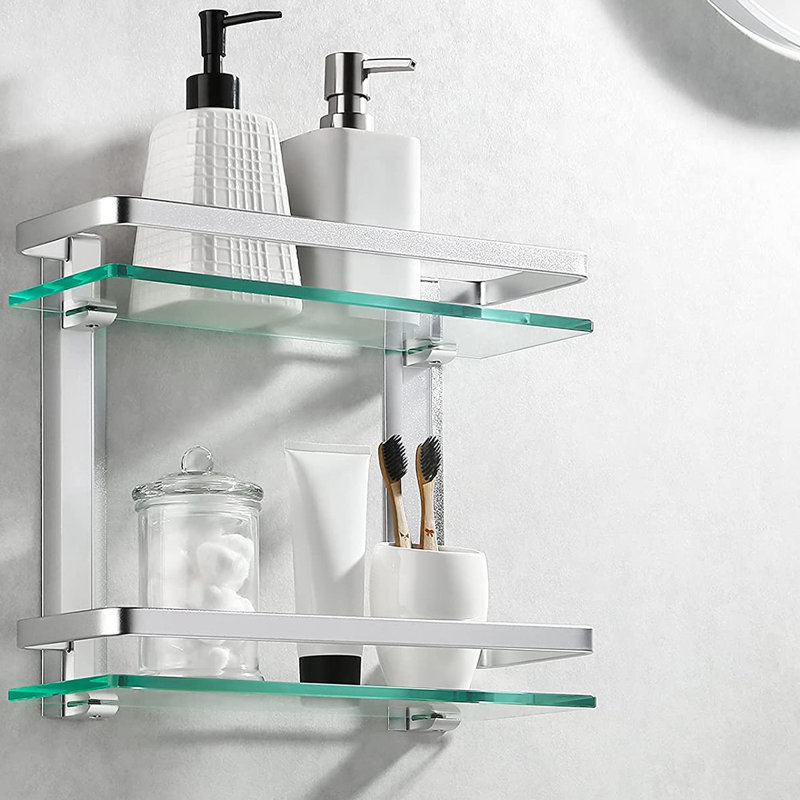 Meritta 2 Piece Floating Shelf, Silver