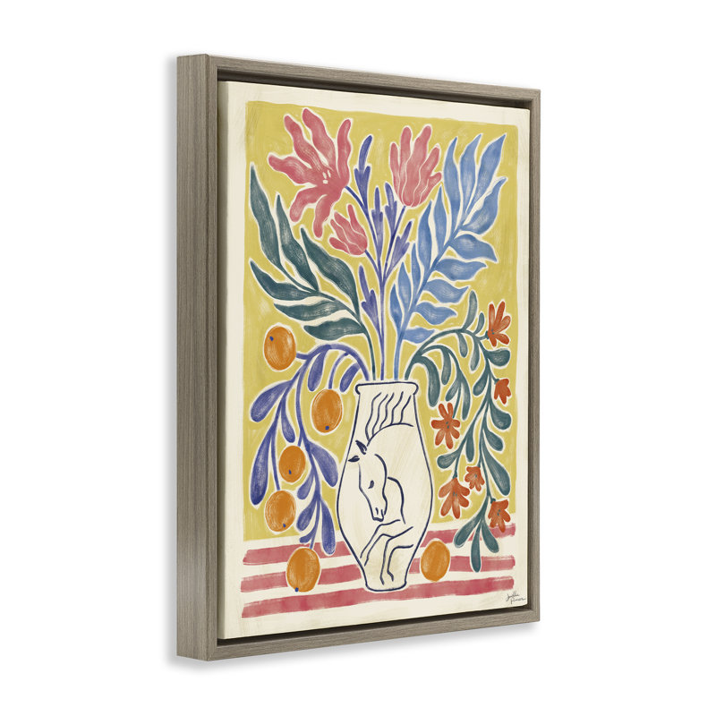 Cyprus Oranges & Plant Still Life  Framed Floater Canvas Wall Art, design by Janelle Penner, 31" H x 25" W