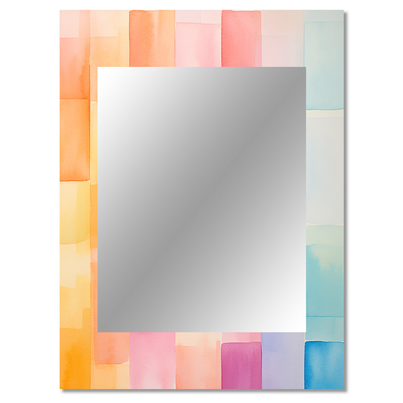 Paster color cubes motifs I - miroir mural géométrique, miroir décoratif moderne, impression d'art en métal, 40 po x 30 po