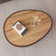 Table basse ovale 32 po avec plateau en marbre et base en similicuir-1444189487