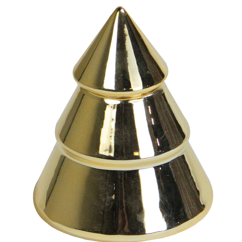 Contenant d'arbre de Noël en céramique, H 4 po x l 3,25 po x P 3,25 po, Or