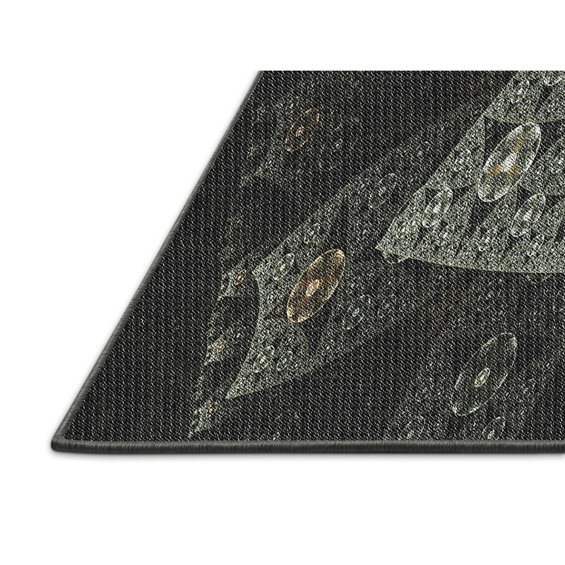 Tapis noir/brun tissé à la machine, Tapis de couloir 2 pi x 5 pi
