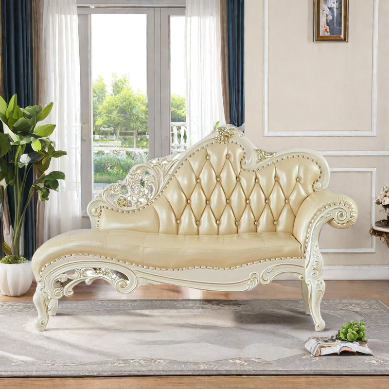 Canapé de luxe en bois massif American, Blanc, Beige
