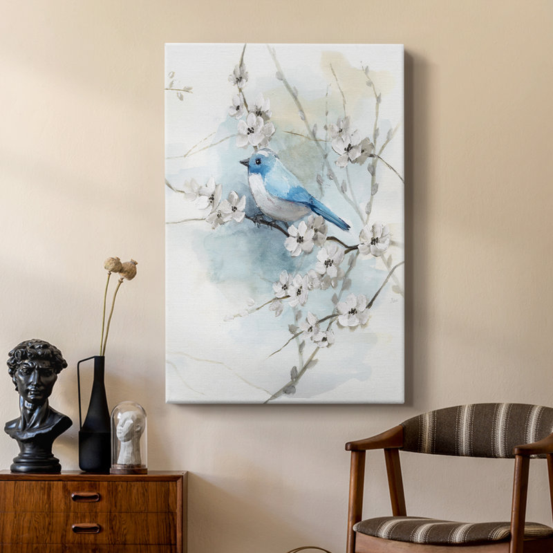 Blossoms and Bluebird II - galerie sur mesure, H 27 po x l 18 po