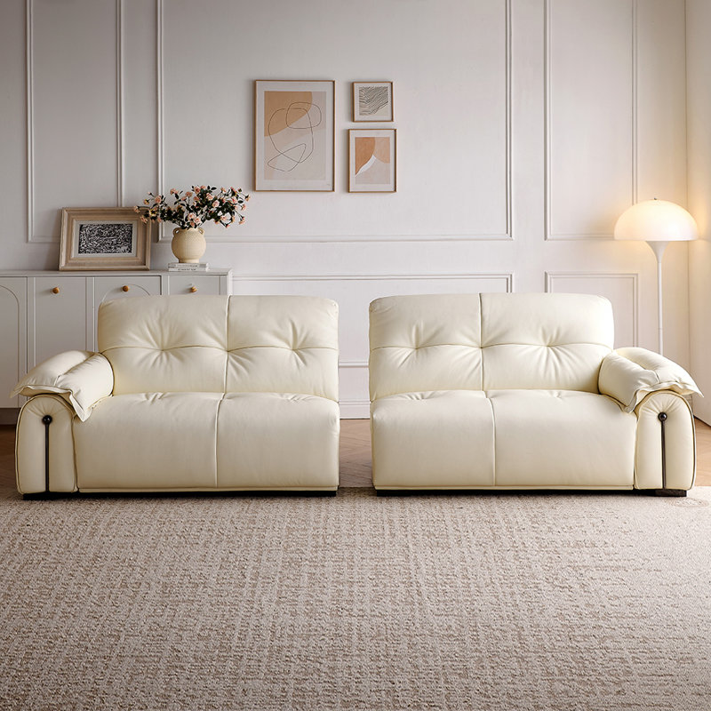 Canapé modulaire blanc en cuir véritable