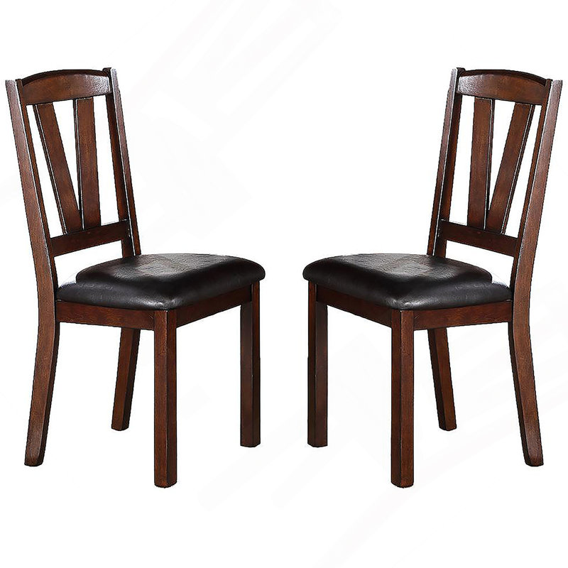 Ensemble de 2 chaises de salle à manger avec dossier en bois de noyer foncé