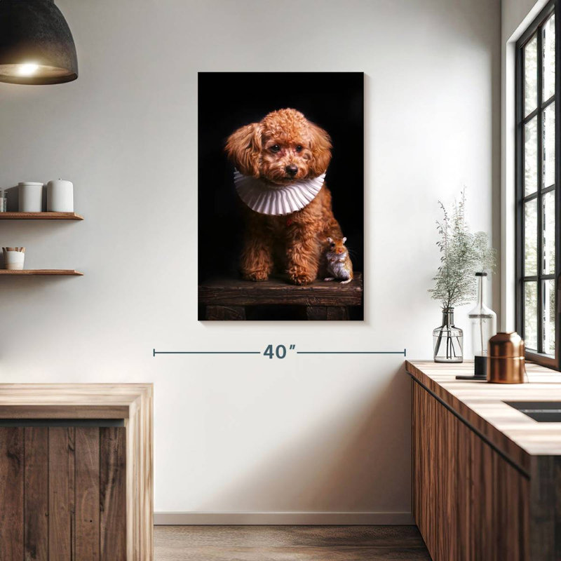 Funny Poodle And Gerbil, 39" H x 26" W