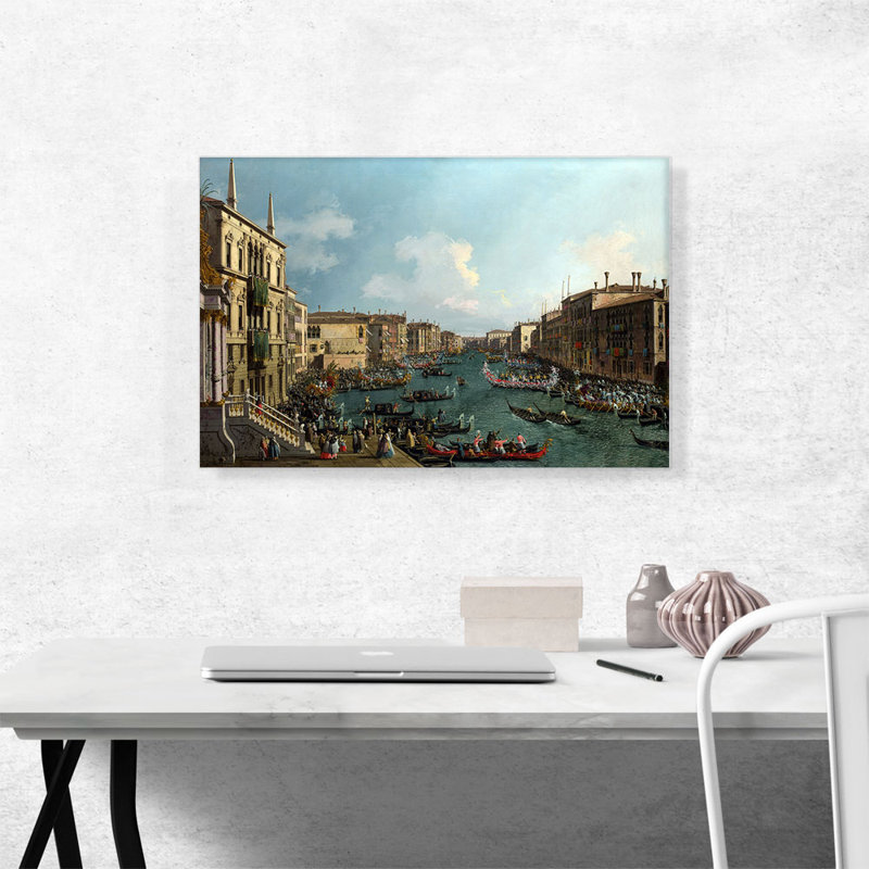 «Regatta on the Grand Canal» par Canaletto, reproduction d'art sur toile tendue, H 18 po x l 26 po x P 0,75 po