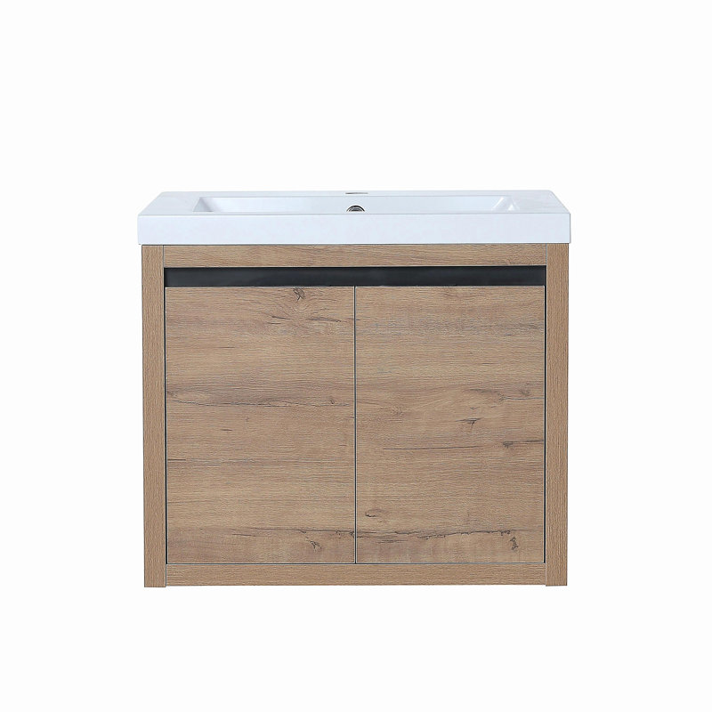 Meuble-lavabo avec lavabo, porte à fermeture en douceur, installation suspendue, 24 pouces convenant aux petites salles de bain