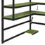 Lit mezzanine en bois avec bureau, support de rangement latéral, tablettes multiples et lumière RVB-475158583-475158585