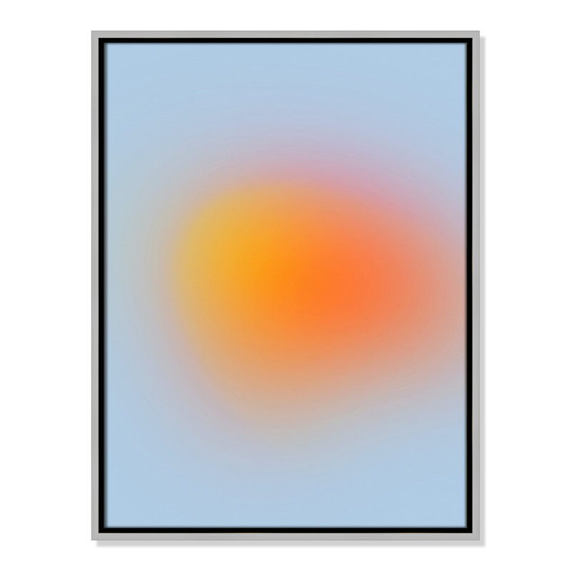 Imprimé néon orange brillant, Encadrement argenté, Pas de tapis, H 25,5 po x l 19,5 po x P 2 po