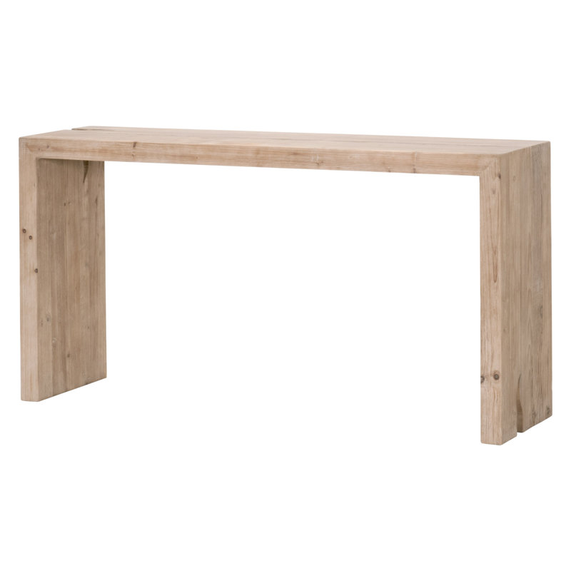 Reclaimed Pine Smoke Gray Console Table with Metal Accents