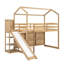 Lit mezzanine en bois multifonctionnel avec glissoire, tablettes et lumière