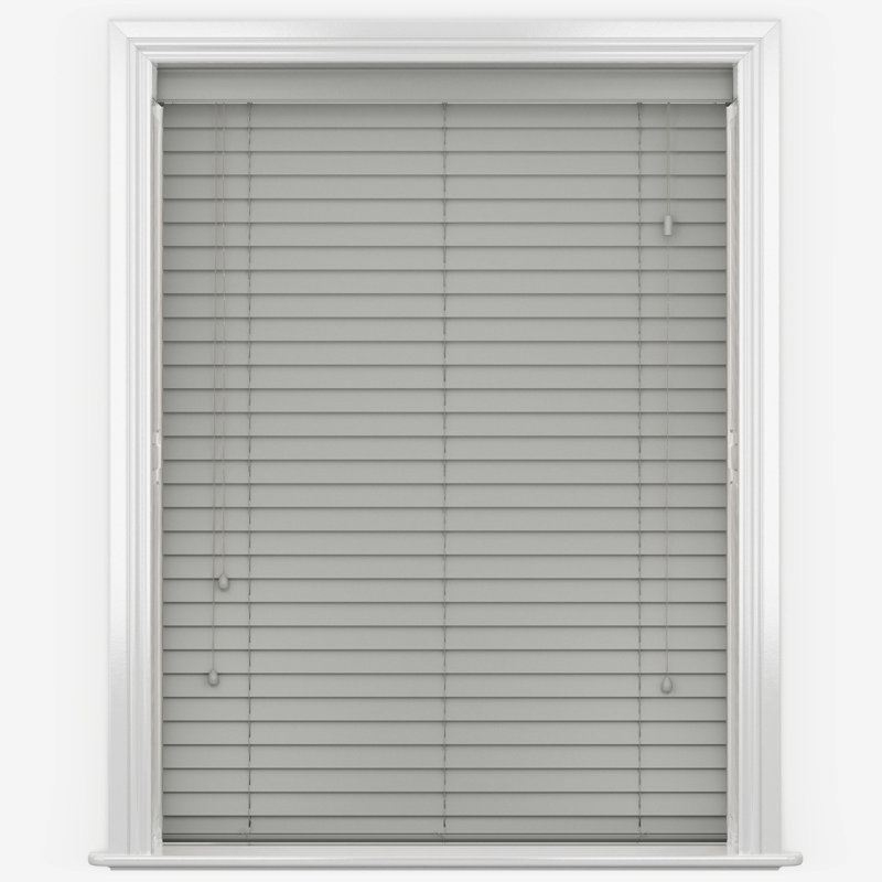 Faux Wood Blinds PVC Venetian Window Blinds Moisture Resistant Corded Light Filtering for Kitchen Bathroom Bedroom, Grey