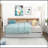 1Pc Light Gray Daybed With Pull-Out Trundle Bookcase Side Panel Charging Ports Nailhead Trim Modern Design Furniture
