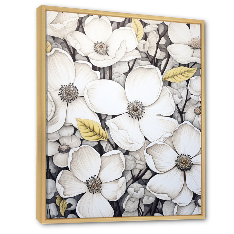 Cornouiller noir et blanc Calmness IV - impression, Cadre naturel flottant, H 32 po x l 16 po x P 1 po