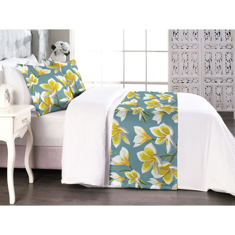 Ensemble de chemin de lit Ambesonne Plumeria, Grand lit