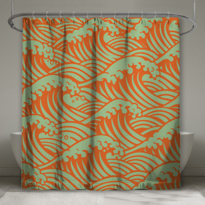 Rideaux de douche Orange Ocean Waves